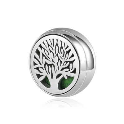 China For face masking.brooch Tree Of Life Design Essential Oil Diffuser Pendants Stainless Steel Magnetic Aromatherapy Pendant For Face Mask for sale