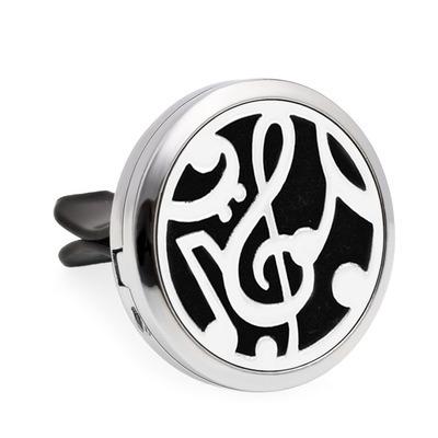 China Car Diffuser Music Note Design 30mm Aromatherapy Car Diffuser Alloy Essential Oil Diffuser Pendant Duct Clip For Car for sale