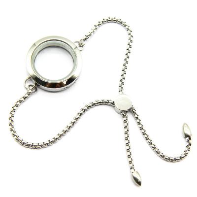 China CLASSIC Wholesale Memory Glass Stainless Steel Pendant Floating Chain Bracelet For Women for sale