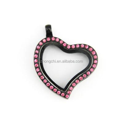 China FASHIONABLE Zinc Alloy Rhinestone Pendant Charm Floating Manufacturer, Heart Glass Pendant for sale