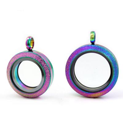 China CLASSIC 20mm/25mm30MM Diameter Stainless Steel Rainbow Color Round Shaped Glass Floating Pendant Charm Pendant for sale