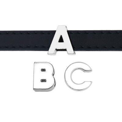 China Large Cute Simple 8mm Chrome Slide Letters Slide Keeper Charms For Leather Strap for sale