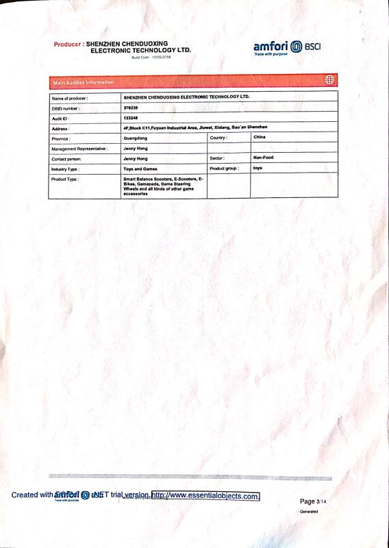 BSCI - Shenzhen Chenduoxing Electronic Technology Ltd.