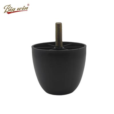 China Modern Hot Sale Furniture Accessories Round Plastic Legs Black Sofa Feet for sale