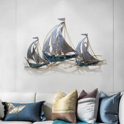 China creative wrought iron luxury decoration sailboat wall decor for hpme for sale