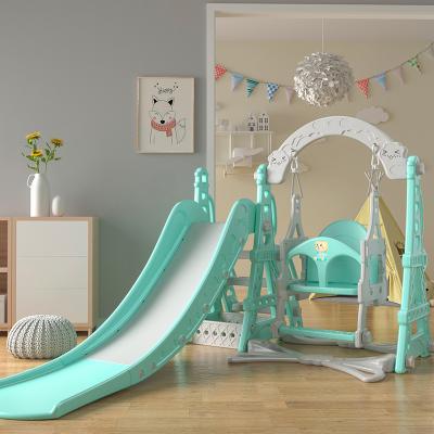 China 2-10 Years Old Kids Playground House Play 3 In 1 Slides And Plastic Indoor Swing for sale