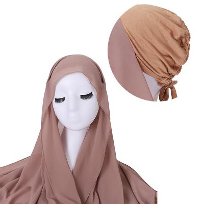 China Wholesale Muslim Long Instant Hijab Ladies Under Scarves 70*180CM Vintage Plain Ethnic Chiffon Inner Hat Hijab for sale