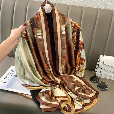 China Classic Custom Luxury Silk Classic Ladies Shawl Elegant Printing Silk Scarf 180*90CM Long for sale