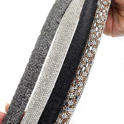 China Shiny Colors 0.6cm-1.7cm Cotton Core Diamond Shoes, Clothes And Hats Crystal Rhinestone Decorative Rope for sale