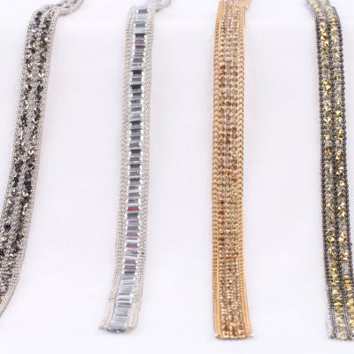 China Environment inspection fancy rhinestone metal crystal chain joining double point rhinestone waist chain for sale