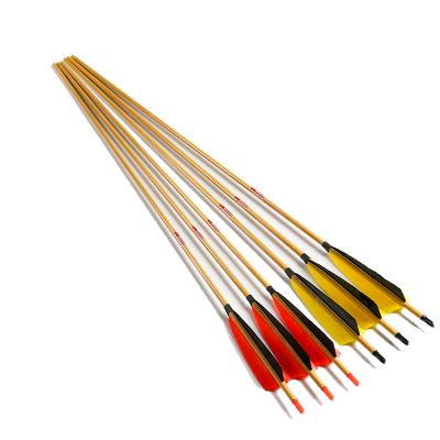 China Shooting& Linkboy Archery Bamboo Skin Carbon Arrow Pure Shaft ID6.2mm Spine300-800 28-32inch Hunting Completed Arrows for sale