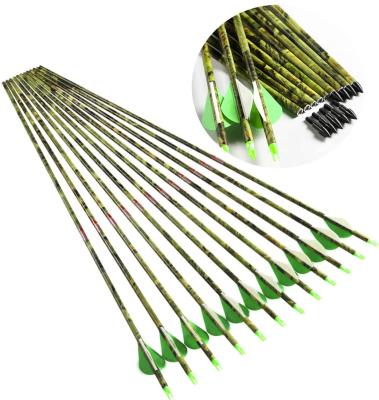 China Hunting Linkboy Archery Camouflage Carbon Arrows Spine300-600 75gr Arrow Point Tips Make Up Traditional Bow Hunting for sale