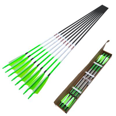 China Shooting& Hunting Customizable Archery Arrows Spine300-800 Carbon Arrows Linkboy Archery Arrow Pure Fluorescent Green Bow Hunting Bow for sale