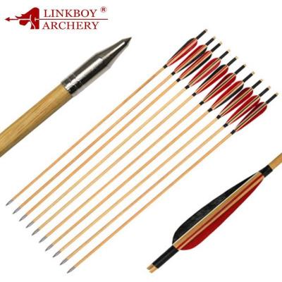 China Linkboy Archery 32inch 8mm Wooden Arrow Shooting Archery Hunting Wooden Bow Arrow Shooting Shooting for sale