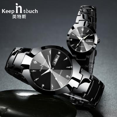 China Water Resistant 30 Meters Quartz Add Waterproof Watch Blacks To Stainless Steel Strap Couples Wristwatches Night Sight for sale