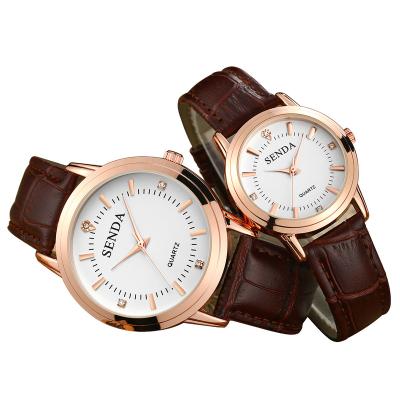 China Water Resistant Fashion Couple Leather Wrist Watch Customize Logo Quartz Watches for sale