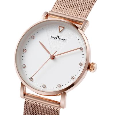 China Water Resistant Fashion Crystal Minimalism Mesh Stainless Steel Women Watches for sale