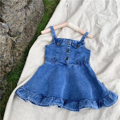 China KYO Fashion Children Clothing Girls Anti-wrinkle dresses denim ruffles cotton dress fancy costume for kids for sale