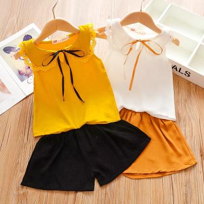 China Other 1-4 Years Size Best-Selling Girls Summer Dressing Set Lace Sleeve Edge for sale