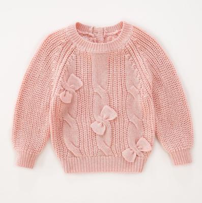 China KYO Girls Pure Color Knitted Sweater Fashion Warm Sweater Pure Cotton Breathable Children Clothing for sale