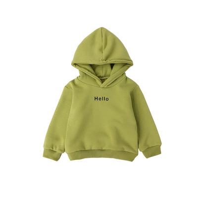 China KYO Autumn Winter Children&'s Viable Hooded Sweater Girls Boys Warm Long Sleeve Shirt Solid Color Plus Velvet Sweater for sale