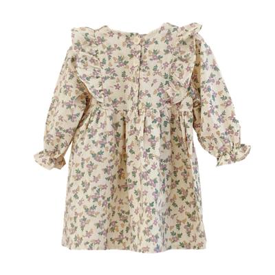 China Autumn Korean Style Cotton Breathable Long Sleeve Princess Dress KYO Girls Floral Dresses For Kids for sale