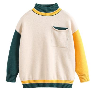 China KYO Children's Turtle Neck Sweater Breathable Color-blocking Boys Thickened Autumn And Winter Korean Sweater for sale