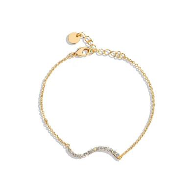 China TRENDY Bronze plated gold accessory small S-curve letter bracelet with diamond wavy twist bracelet for sale