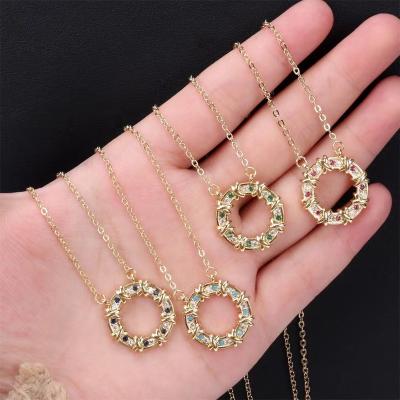 China TRENDY Fashion gold plated ring necklace female color zircon pendant necklace women for sale