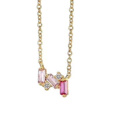 China TRENDY Trend accessories clavicle chain pink zircon pendant necklace for women for sale