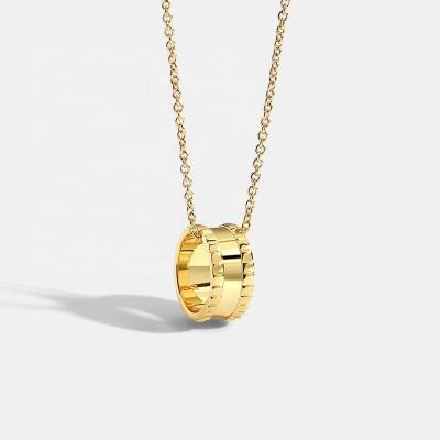 China TRENDY Factory Direct copper plated 18K gold gear element ring necklace simple geometric transfer bead accessories for sale