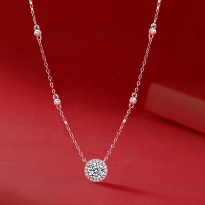 China TRENDY High quality s925 sterling silver Mosanite Necklace Round dot Starlight vvs Diamond chain necklace for women for sale