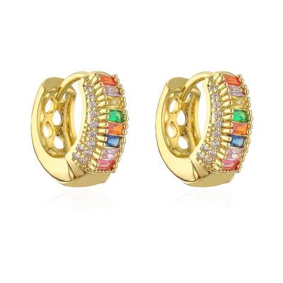 China CLASSIC Hot selling copper plated 18K gold stud earrings rainbow zircon earrings for women for sale