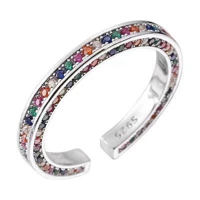 China TRENDY 2022 Luxury rainbow Zircon ring Zircon open index finger ring for women for sale