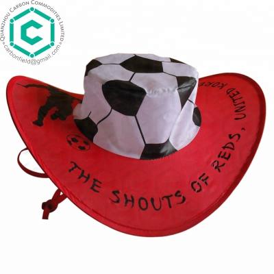 China Cheap Striped Folding Football Cowboy Hat (Passed EN71 Tested By Europe Standard) for sale