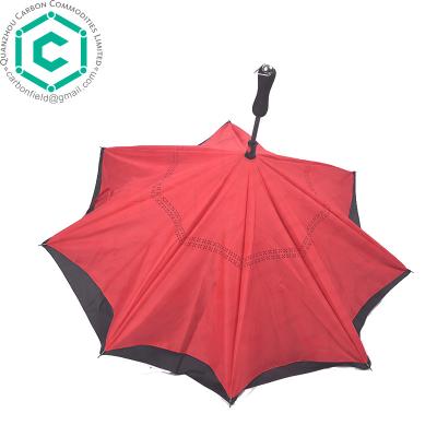 China Cheap Single Layer Hand Held Umbrella Reverse Upside Down Umbrella With Shoulder Strap for sale