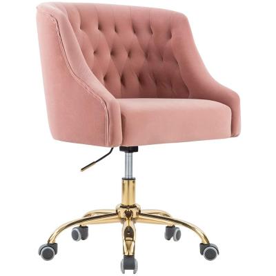 China (Height) Modern Design Gold Swivel Base Adjustable Upholstered Glossy Home Office Armchair for sale