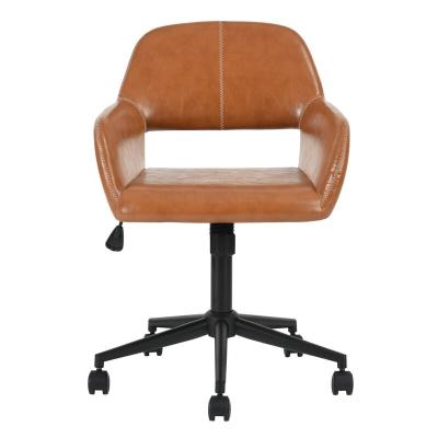 China Home Office (Height) Adjustable Black Brown Mid Back Low PU Office Chair With Double Wheel Casters for sale