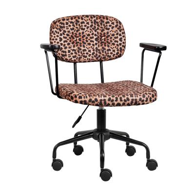 China Leopard Style Color Adjustable Modern Fabric (Height) Adjustable Wooden Arms Swivel Low Chair for sale