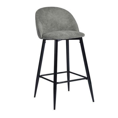 China Home Bar Furniture Convertible Fabric Cushioned Low Back Bar Stool With Metal Legs for sale