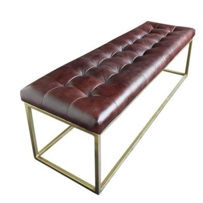 China Storage Oxford Tufted Industrial Metal Frame Black Faux Leather Ottoman Bench for sale