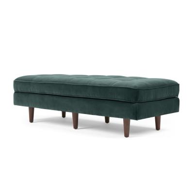 China Mid-Century Design Plush Velvet Adjustable Lounge Ottoman Elegant Bench (Other) in Wooden Legs for sale