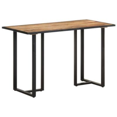 China Convertible Furniture 120cm Rough Mango Wood Black Steel Low Dining Table for sale