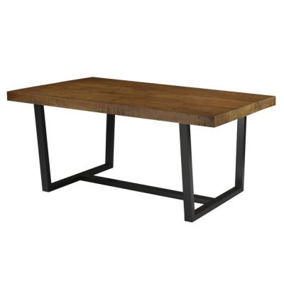 China New Design Extendable Rustic Farmhouse Solid Pine Wood Dining Table With Black Metal Legs for sale