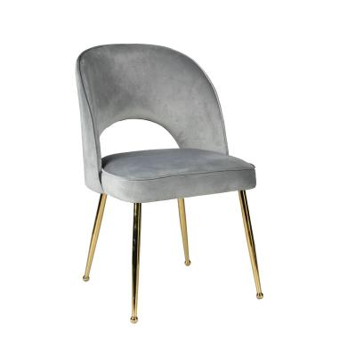 China (Other) New Design Adjustable Velvet Fabric Upholstered Empty Back Chair In Gold Metal Legs for sale