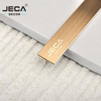 China Foshan JECA Modern Tile Accessories Tile Profile T Shaped Decorative Strip 304/316 Stainless Steel Tile Trim For Wall Decoration for sale