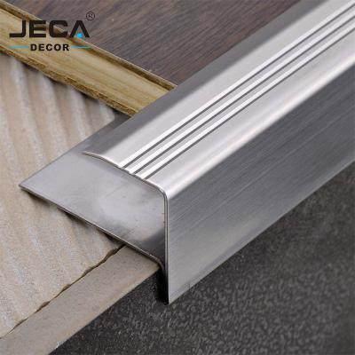 China Foshan JECA Modern High Quality Stair Nosing Profiles Metal Tile Trim 304 New Style Stair Parts Stair Nosing Strips Free Sample for sale