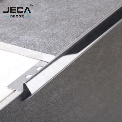 China Foshan JECA Modern Hot Selling Ceramic Tile Corner Trim Stainless Steel Metal Tile Trim For Carpet And Tile 304 Grade Joint Panels for sale