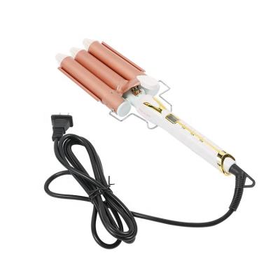 China Hotel Household OEM Professional Custom Ceramic Hair Curler 3 Barrel Wave Triple Curling Iron for sale