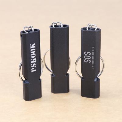 China High Frequency Double Whistle EDC Tool Camping Emergency Survival Key Chain EDC Whistle Aluminum Alloy Emergency Whistle Outdoor Survival Whistle for sale